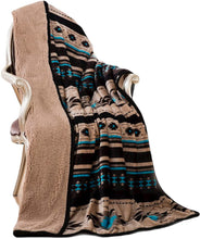 Load image into Gallery viewer, Tan Southwestern Aztec Sherpa Plush Fleece Throw Blanket