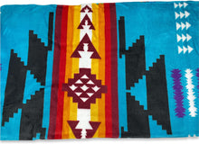 Load image into Gallery viewer, Turquoise Southwestern Aztec Sherpa Borrego Fleece Throw Blanket