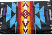 Load image into Gallery viewer, Black Southwestern Aztec Sherpa Borrego Fleece Throw Blanket