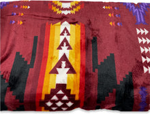 Load image into Gallery viewer, Burgundy Southwestern Aztec Sherpa Borrego Fleece Throw Blanket