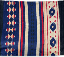 Load image into Gallery viewer, Blue and Beige Southwestern Aztec Sherpa Plush Fleece Throw Blanket