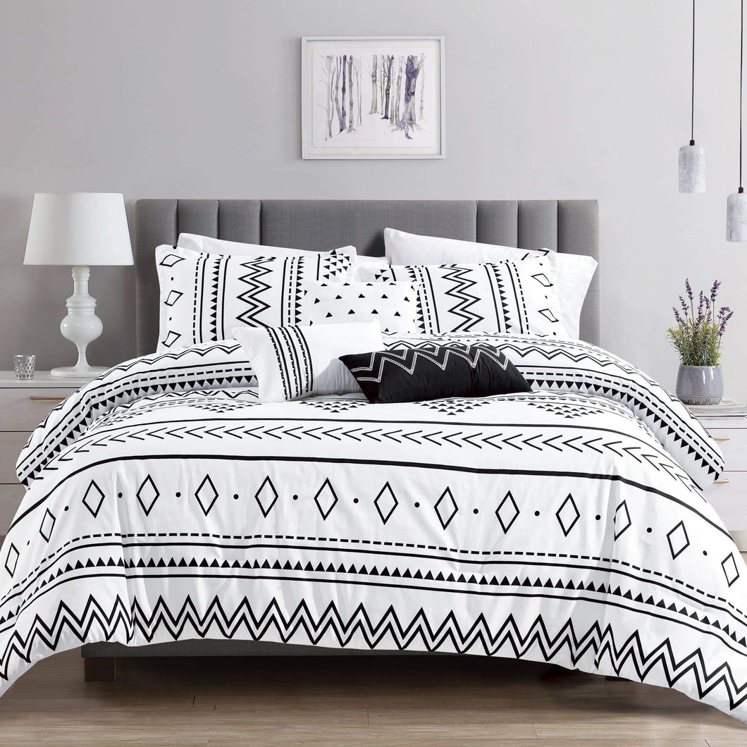 White Bohemian Southwestern Aztec Navajo Six Piece Comforter Set