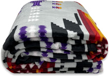 Load image into Gallery viewer, Gray Southwestern Aztec Sherpa Borrego Fleece Throw Blanket
