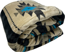 Load image into Gallery viewer, Tan Southwestern Aztec Sherpa Plush Fleece Throw Blanket
