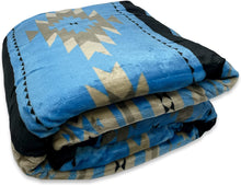 Load image into Gallery viewer, Turquoise Southwestern Aztec Sherpa Plush Fleece Throw Blanket
