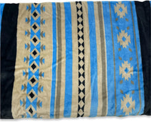 Load image into Gallery viewer, Turquoise Southwestern Aztec Sherpa Plush Fleece Throw Blanket
