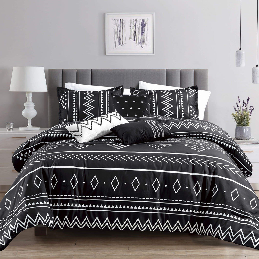 Black Bohemian Southwestern Aztec Navajo Six Piece Comforter Set